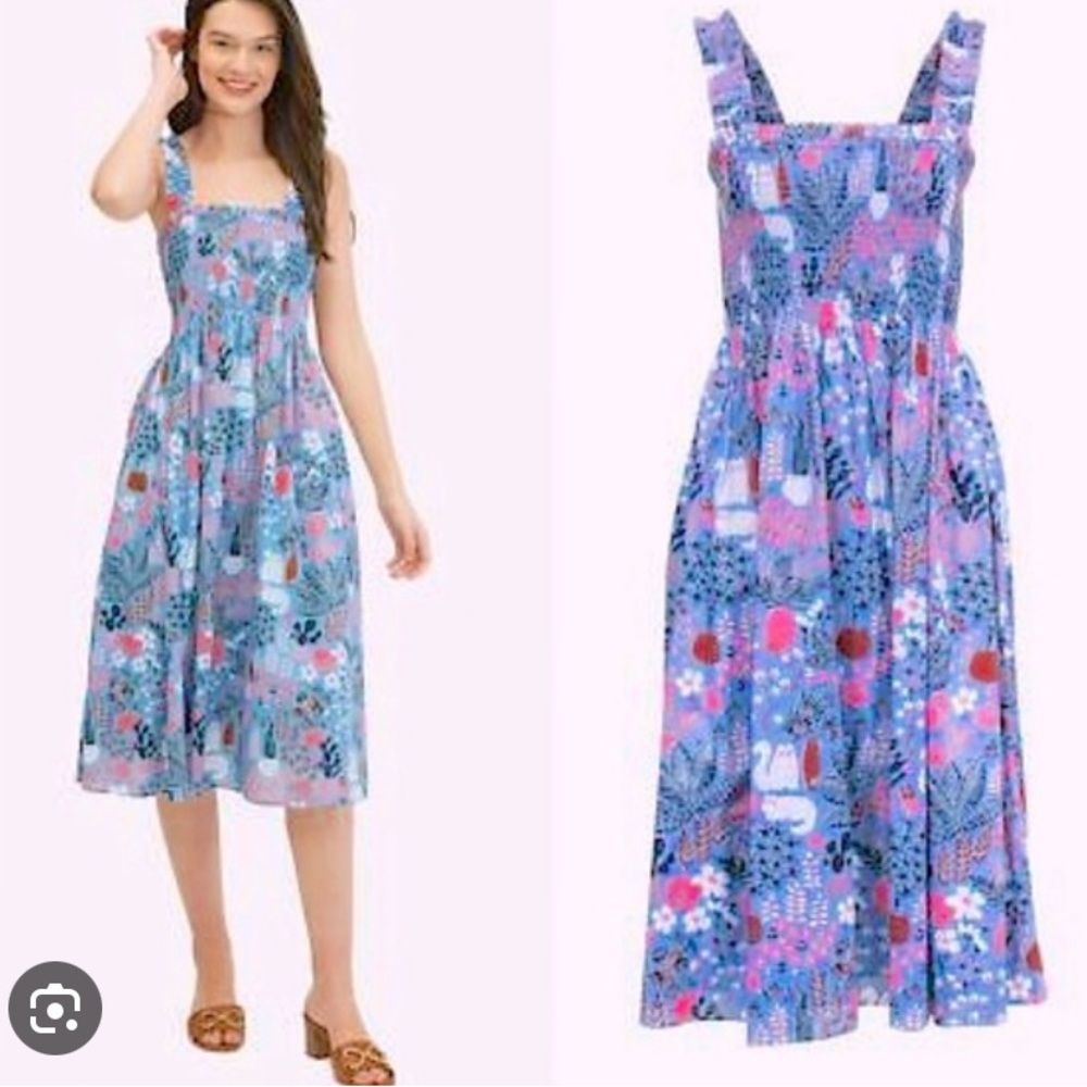 Kate Spade Blue and Pink Midi Ellie Nap Dress